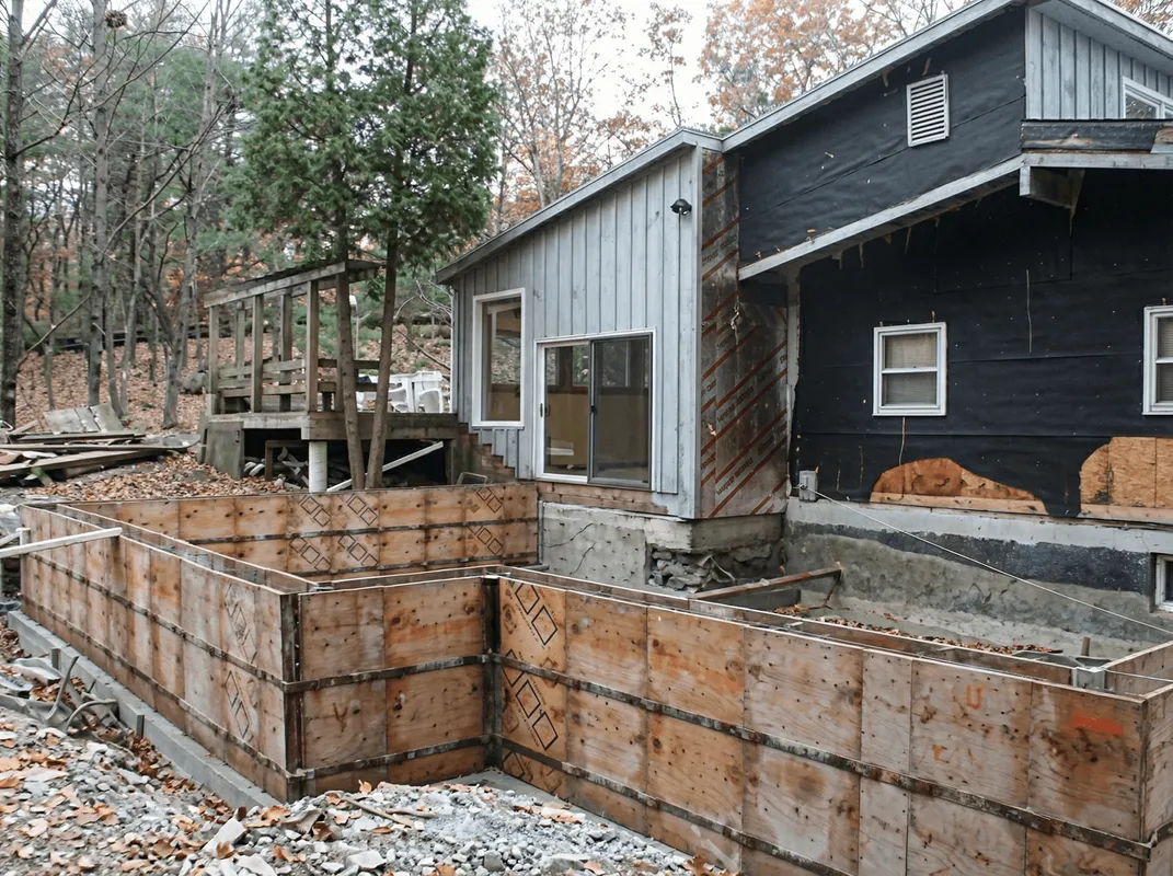 Prepared site with foundation forms for home remodeling and addition project in Oklahoma City, OK